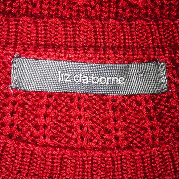 Liz Claiborne cable knit pullover red sweater - Picture 6 of 9
